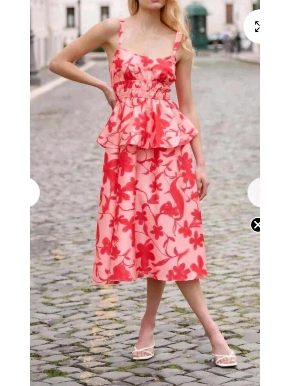 NWT Hutch Desirae floral-print peplum midi Dress Size XL